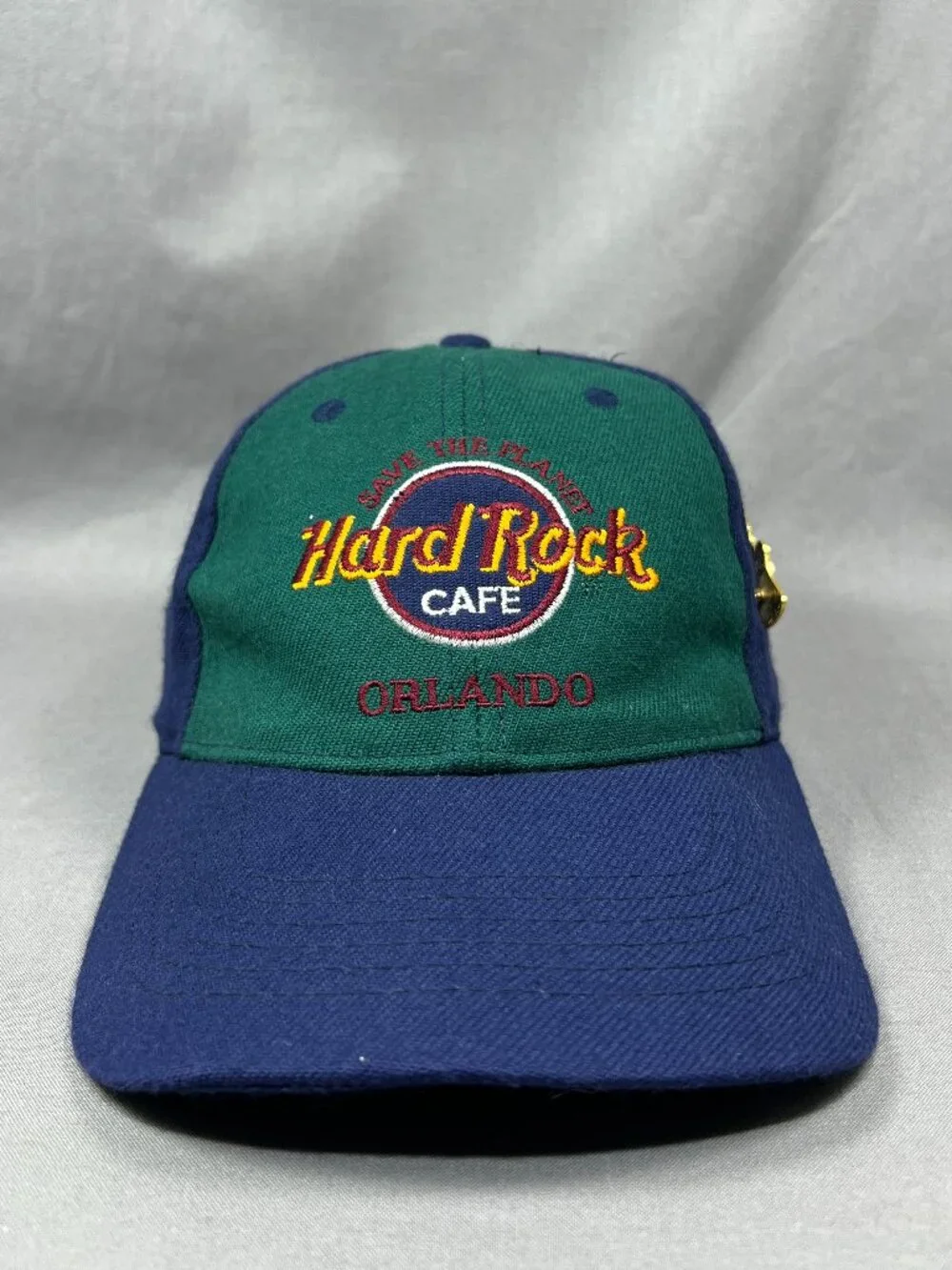 Hard Rock Cafe Orlando Florida Snapback Guitar Hat Pin Adjustable Colorblock Cap